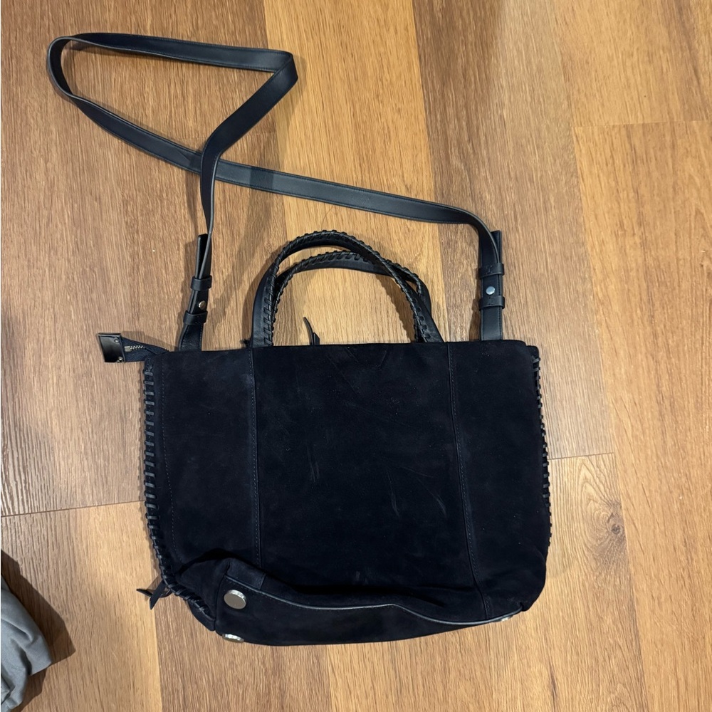 AllSaints Navy Suede Medium tote Women's Handbag - Picture 2 of 4